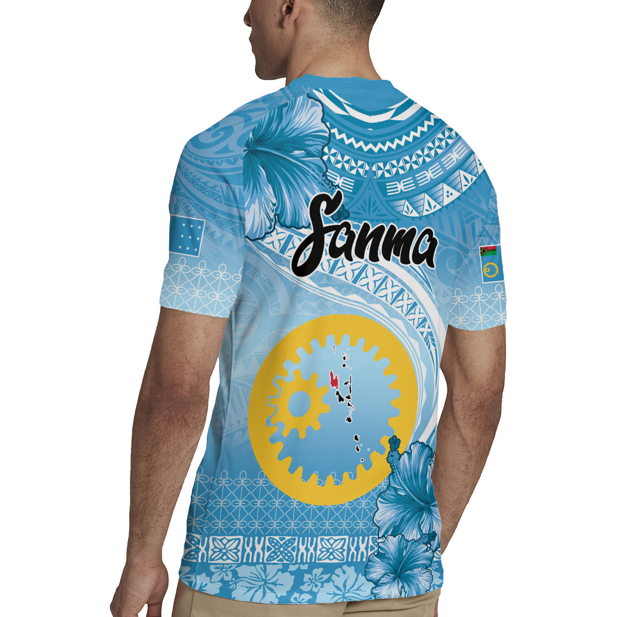 Sanma Vanuatu Rugby Jersey Hibiscus Sand Drawing with Pacific Pattern