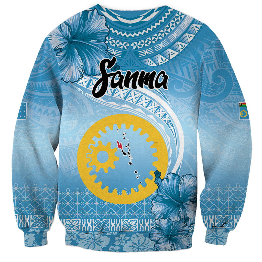 Sanma Vanuatu Sweatshirt Hibiscus Sand Drawing with Pacific Pattern
