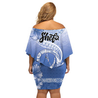 Shefa Vanuatu Family Matching Off Shoulder Short Dress and Hawaiian Shirt Hibiscus Sand Drawing with Pacific Pattern