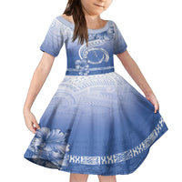 Shefa Vanuatu Kid Short Sleeve Dress Hibiscus Sand Drawing with Pacific Pattern