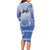 Shefa Vanuatu Long Sleeve Bodycon Dress Hibiscus Sand Drawing with Pacific Pattern