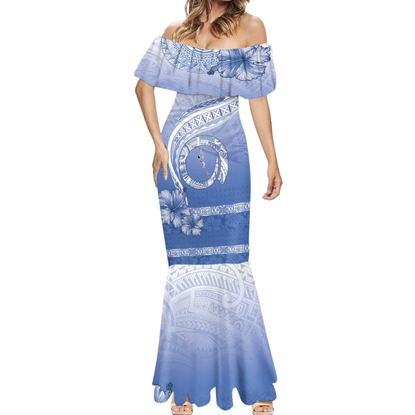 Shefa Vanuatu Mermaid Dress Hibiscus Sand Drawing with Pacific Pattern LT9