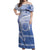 Shefa Vanuatu Off Shoulder Maxi Dress Hibiscus Sand Drawing with Pacific Pattern
