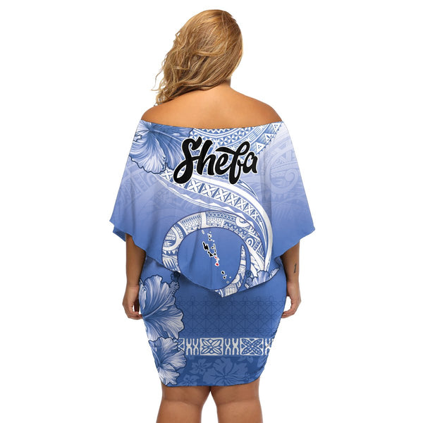 Shefa Vanuatu Off Shoulder Short Dress Hibiscus Sand Drawing with ...