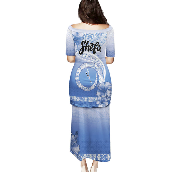 Shefa Vanuatu Puletasi Hibiscus Sand Drawing with Pacific Pattern LT9