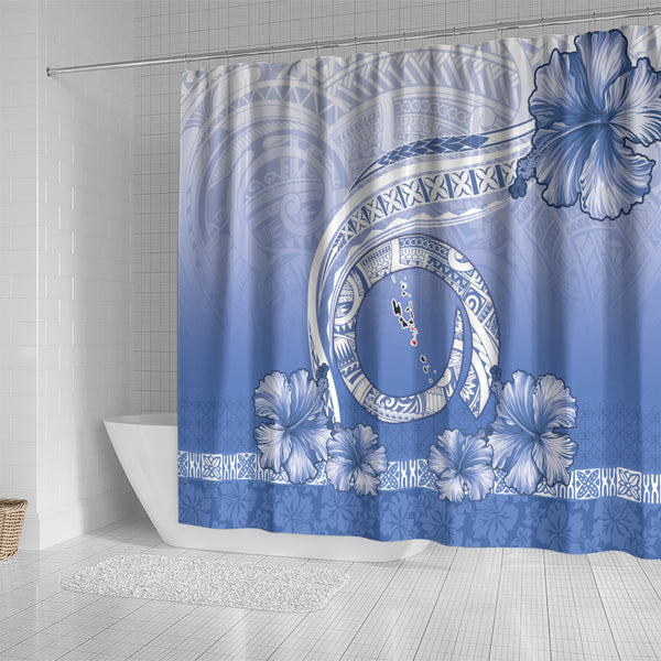 Shefa Vanuatu Shower Curtain Hibiscus Sand Drawing with Pacific Pattern LT9