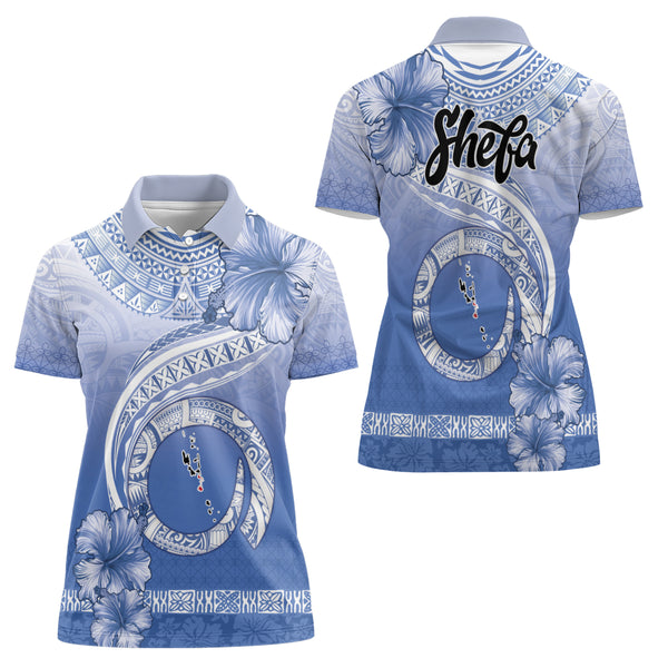 Shefa Vanuatu Women Polo Shirt Hibiscus Sand Drawing with Pacific ...