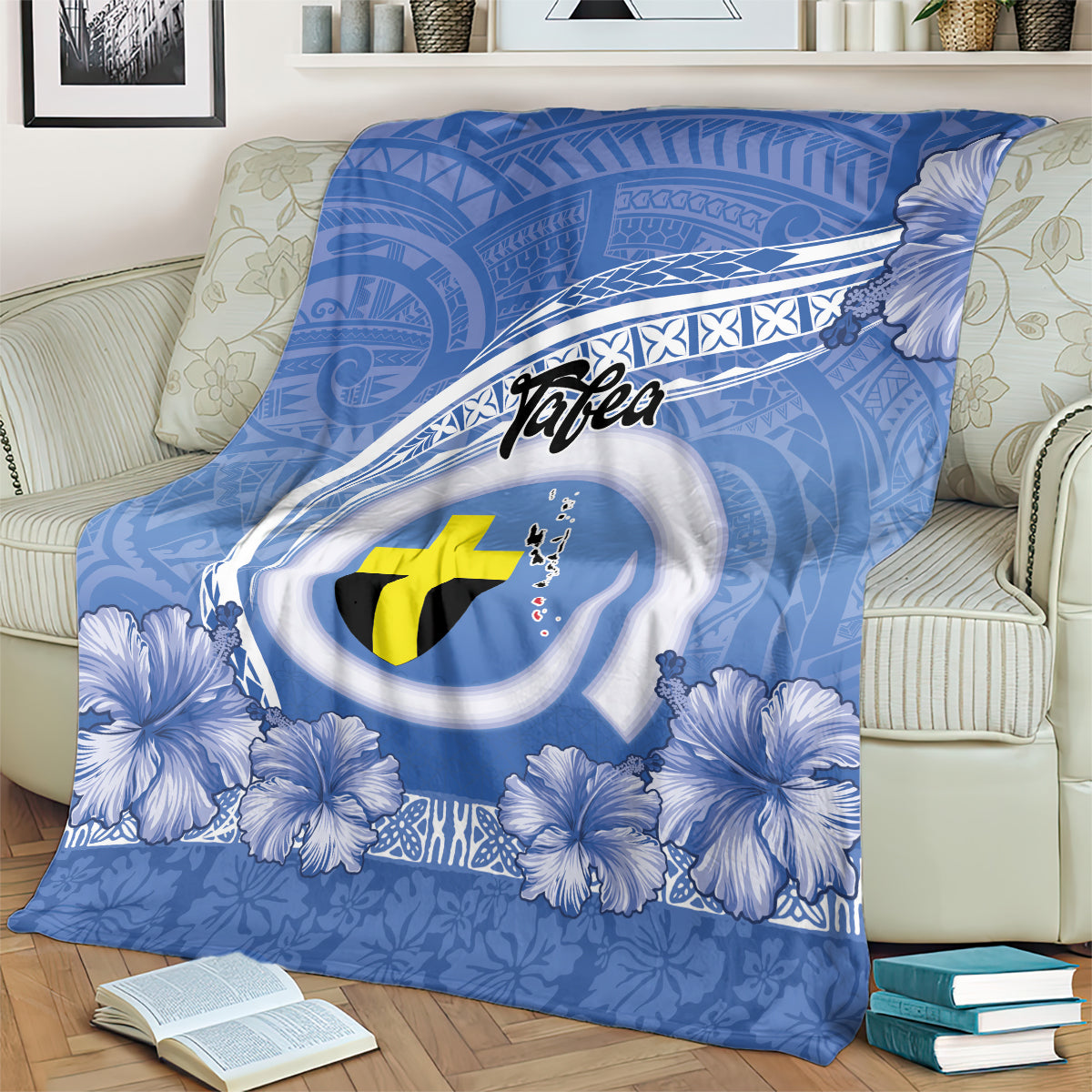 Tafea Vanuatu Blanket Hibiscus Sand Drawing with Pacific Pattern