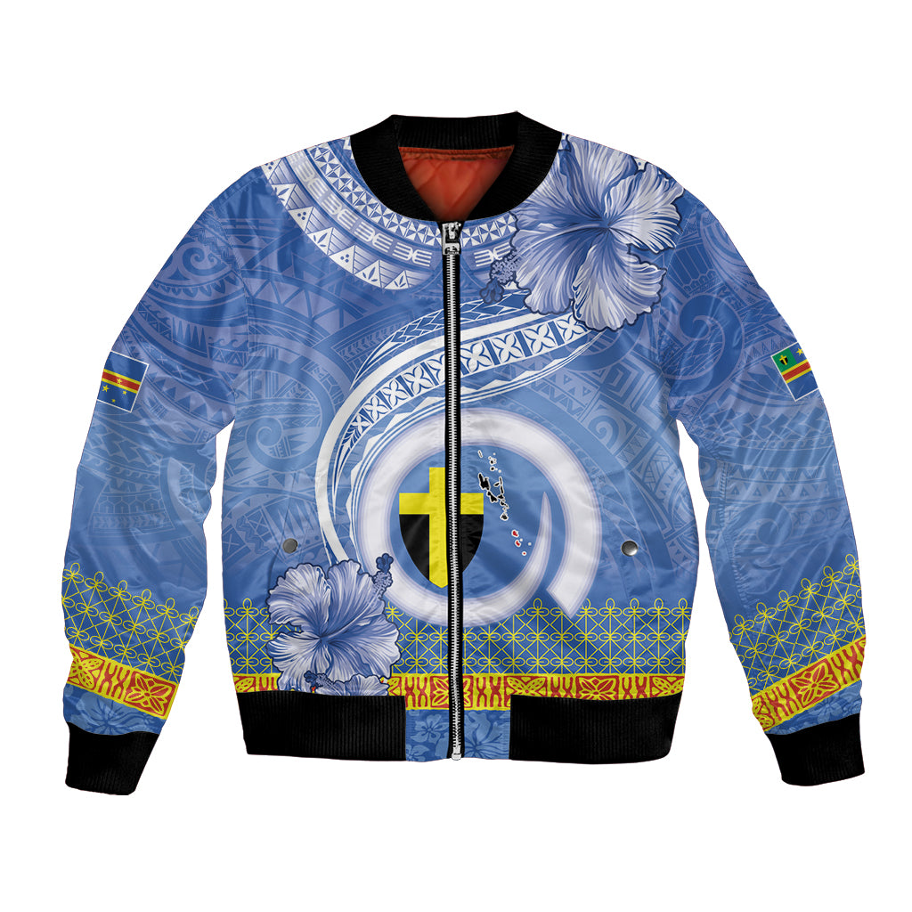 Tafea Vanuatu Bomber Jacket Hibiscus Sand Drawing with Pacific Pattern