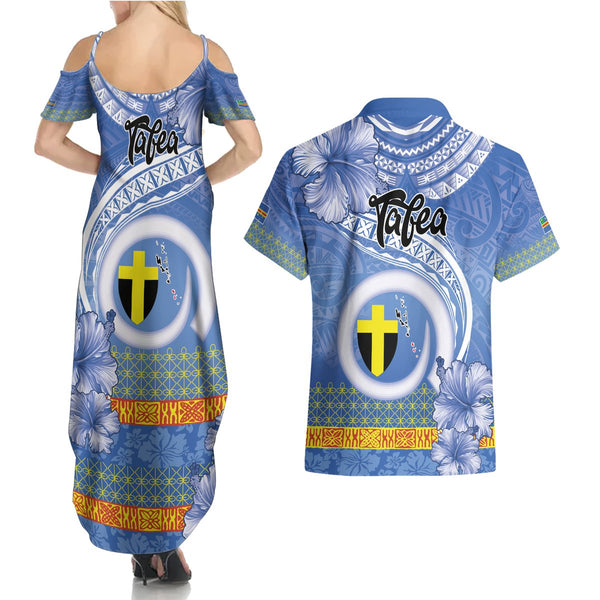 Personalised Tafea Day Couples Matching Mermaid Dress and Hawaiian Shirt Proud To Be A Ni-Van Beauty Pacific Flower LT03