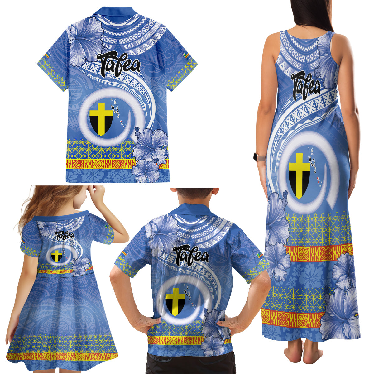 Tafea Vanuatu Family Matching Tank Maxi Dress and Hawaiian Shirt Hibiscus Sand Drawing with Pacific Pattern