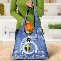 Tafea Vanuatu Grocery Bag Hibiscus Sand Drawing with Pacific Pattern