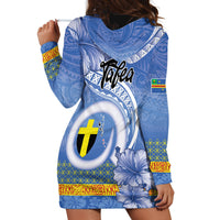 Tafea Vanuatu Hoodie Dress Hibiscus Sand Drawing with Pacific Pattern