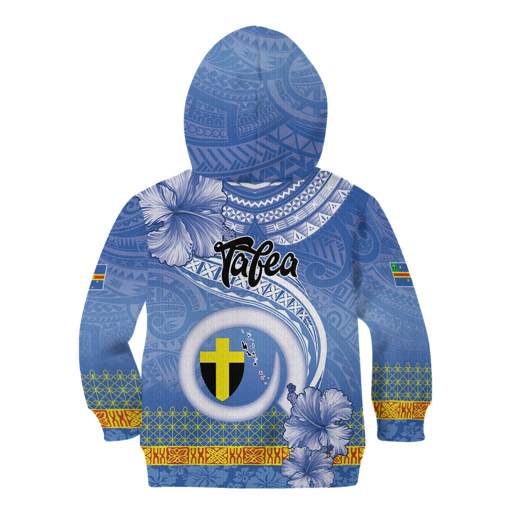 Tafea Vanuatu Kid Hoodie Hibiscus Sand Drawing with Pacific Pattern