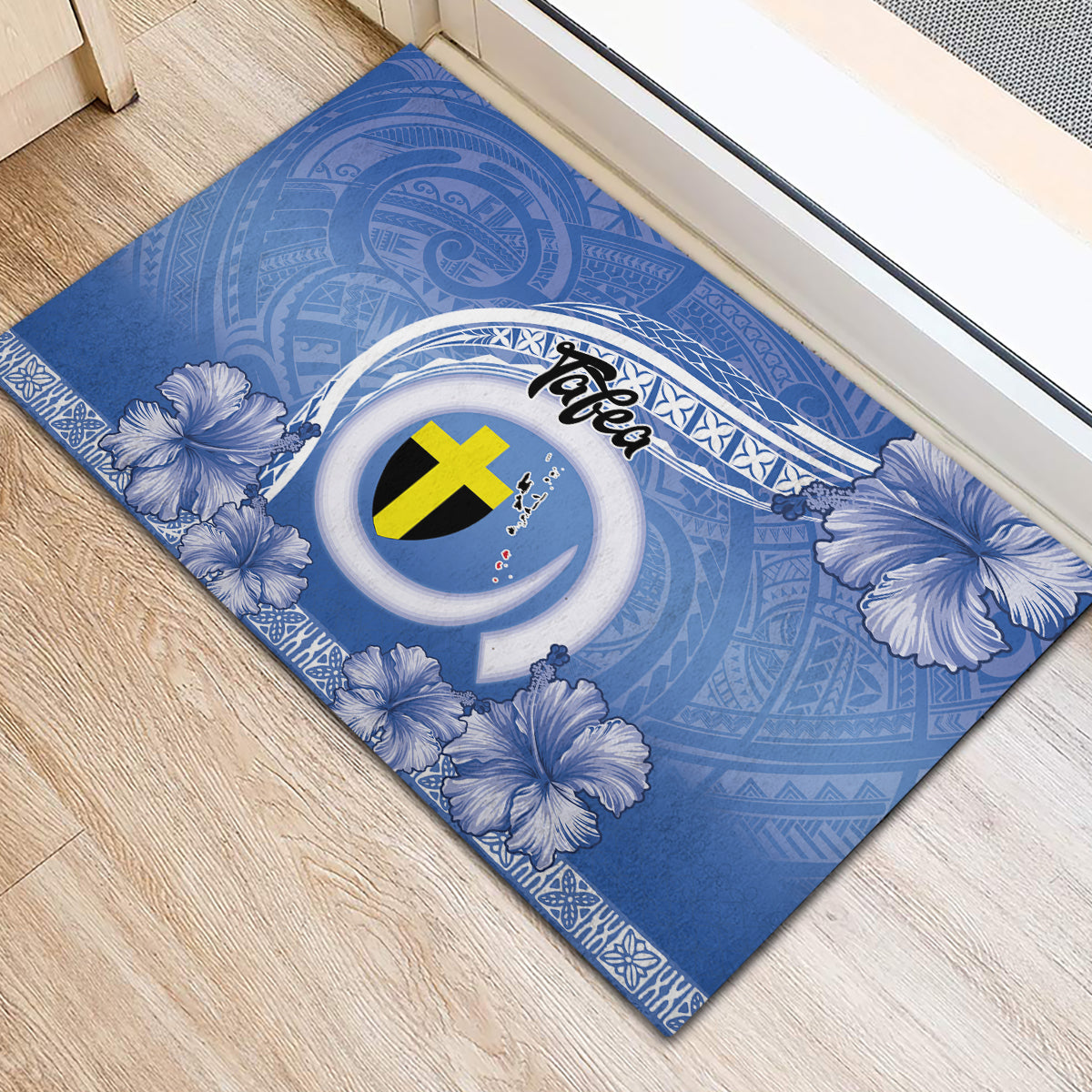 Tafea Vanuatu Rubber Doormat Hibiscus Sand Drawing with Pacific Pattern