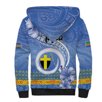 Tafea Vanuatu Sherpa Hoodie Hibiscus Sand Drawing with Pacific Pattern
