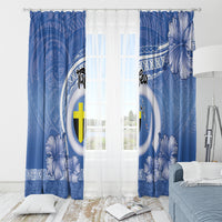 Tafea Vanuatu Window Curtain Hibiscus Sand Drawing with Pacific Pattern