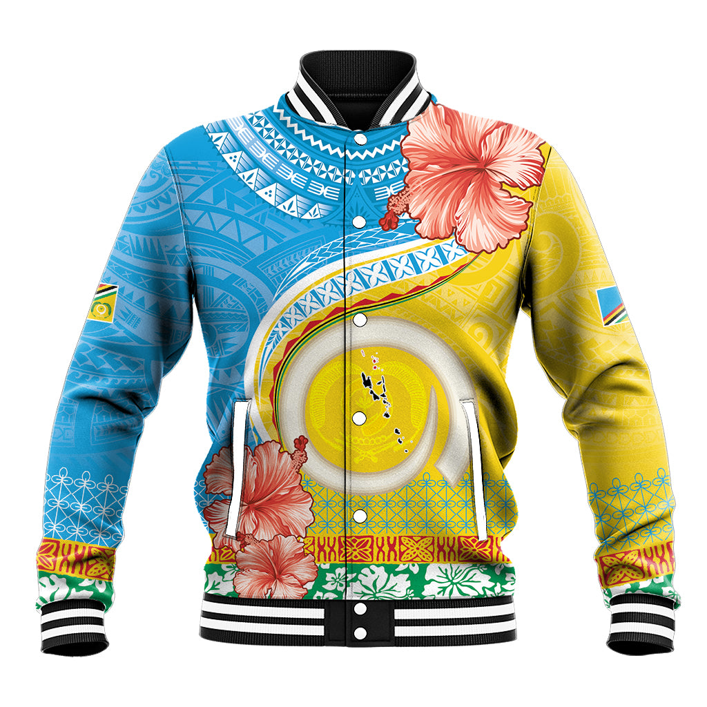 Torba Vanuatu Baseball Jacket Hibiscus Sand Drawing with Pacific Pattern
