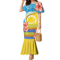 Torba Vanuatu Family Matching Mermaid Dress and Hawaiian Shirt Hibiscus Sand Drawing with Pacific Pattern