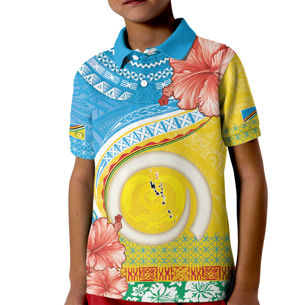Torba Vanuatu Kid Polo Shirt Hibiscus Sand Drawing with Pacific Pattern