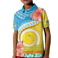 Torba Vanuatu Kid Polo Shirt Hibiscus Sand Drawing with Pacific Pattern