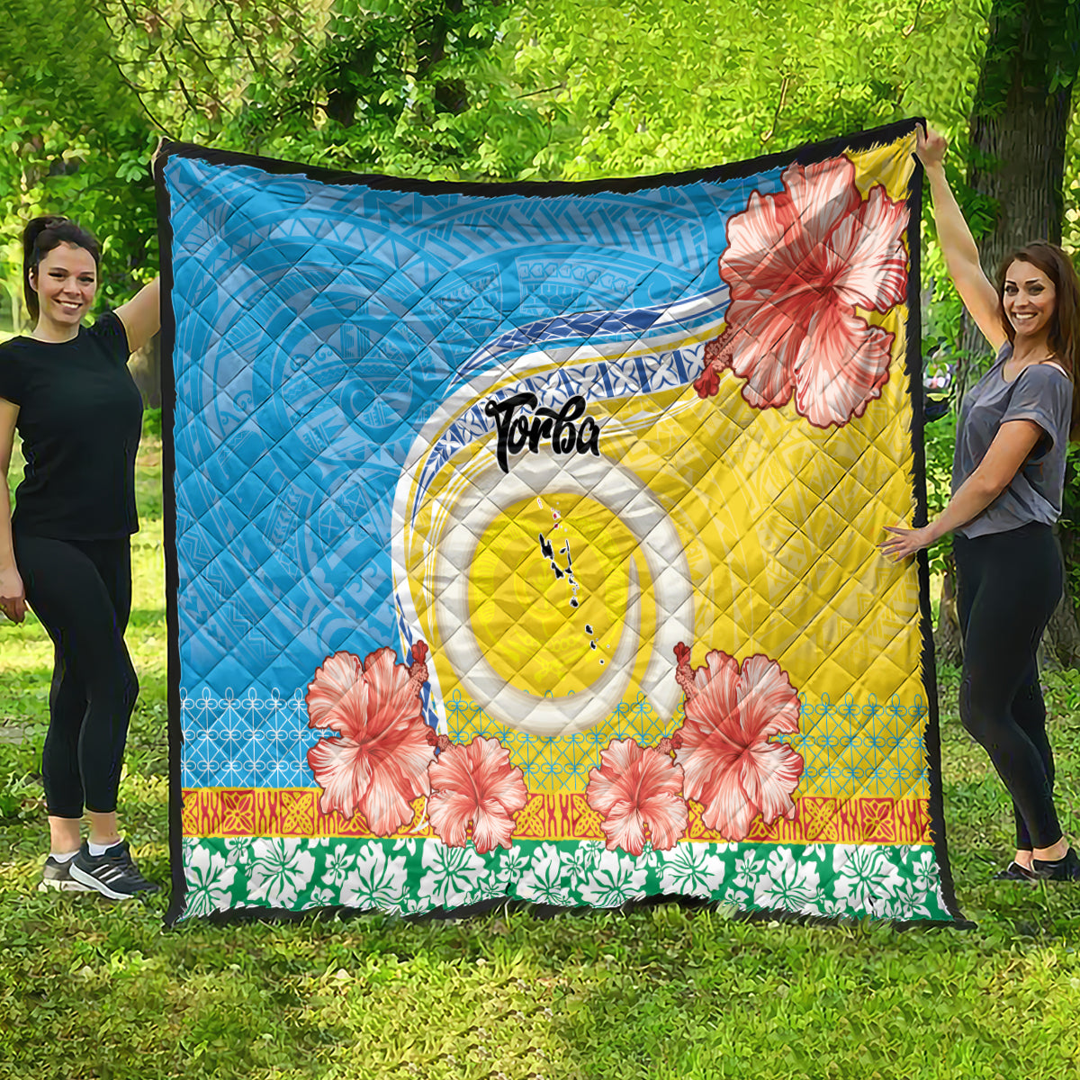 Torba Vanuatu Quilt Hibiscus Sand Drawing with Pacific Pattern