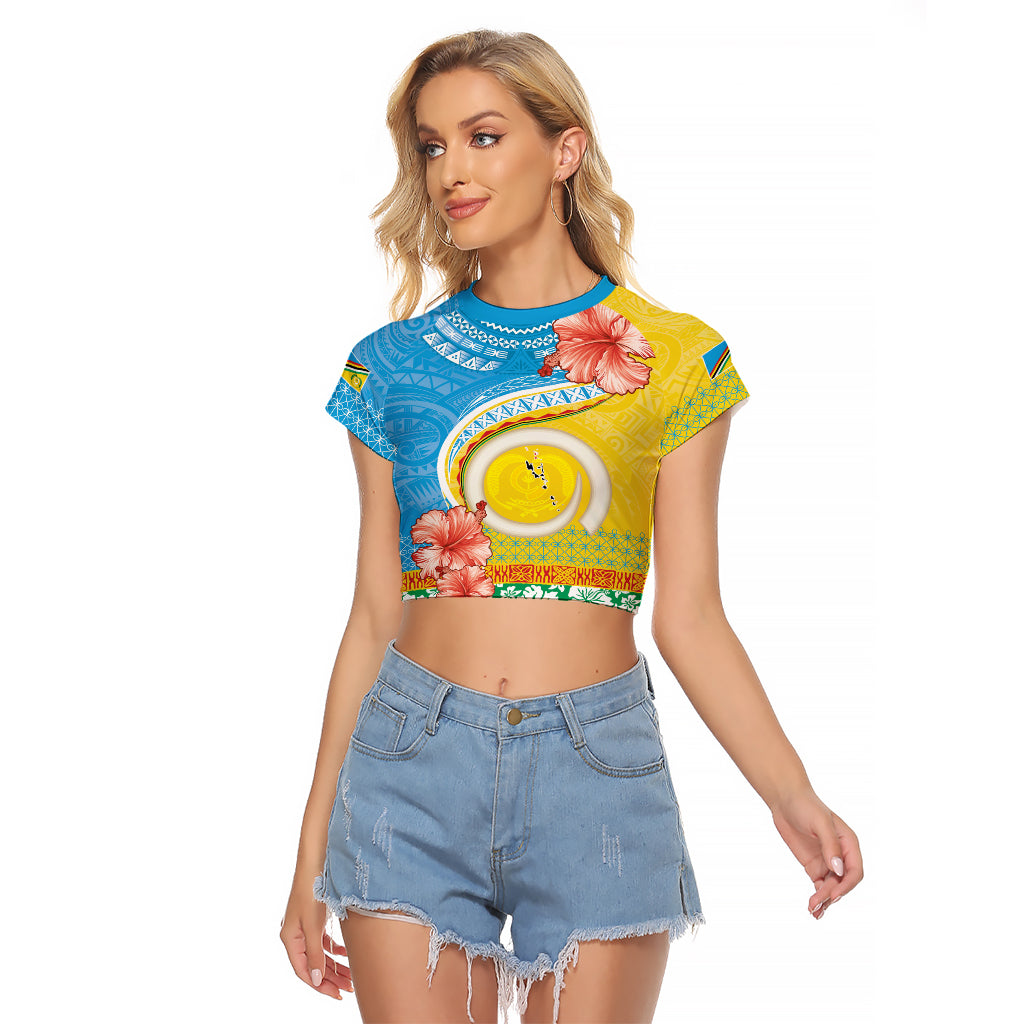 Torba Vanuatu Raglan Cropped T Shirt Hibiscus Sand Drawing with Pacific Pattern