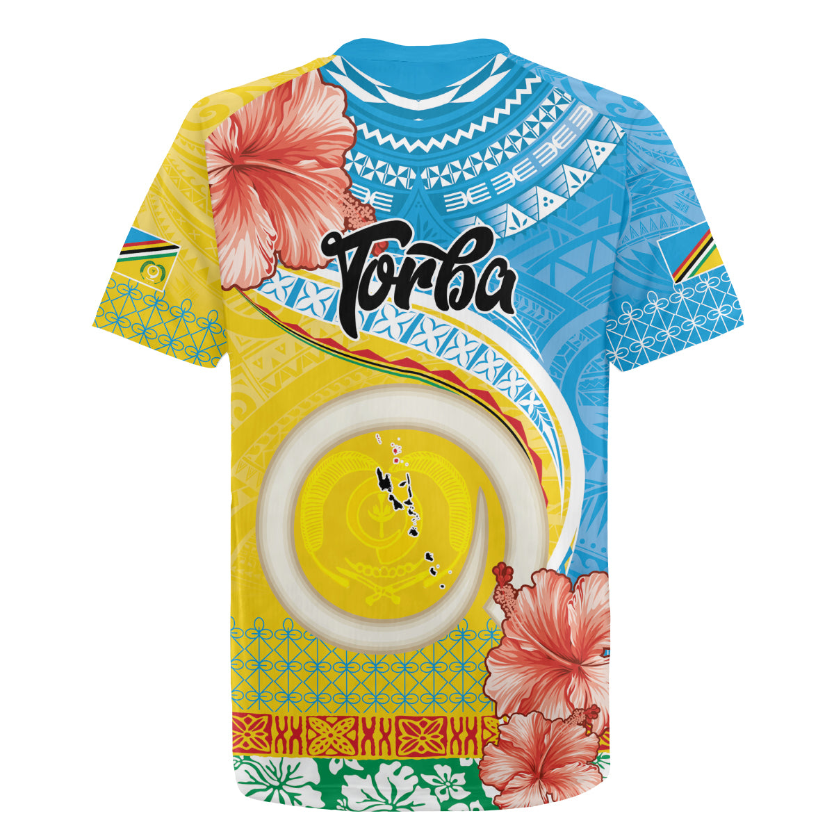 Torba Vanuatu Rugby Jersey Hibiscus Sand Drawing with Pacific Pattern
