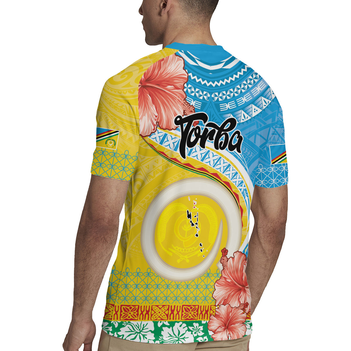 Torba Vanuatu Rugby Jersey Hibiscus Sand Drawing with Pacific Pattern
