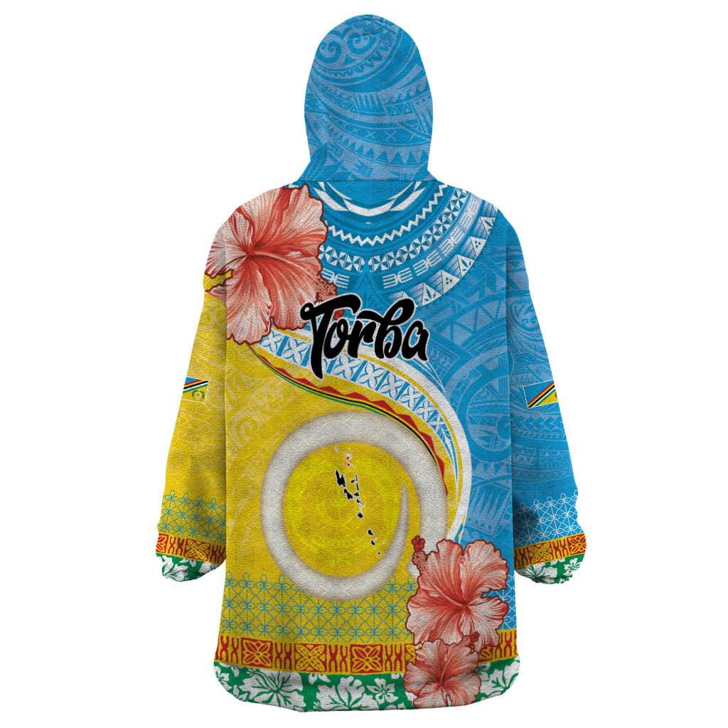 Torba Vanuatu Wearable Blanket Hoodie Hibiscus Sand Drawing with Pacific Pattern
