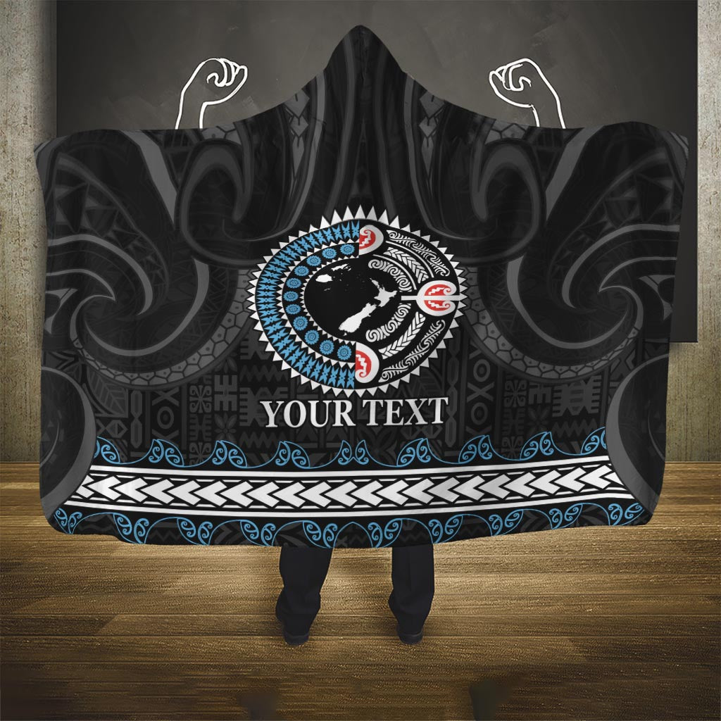 Custom Fiji and New Zealand Hooded Blanket Maori Fern Mix Tapa Tribal Unique