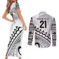 Custom Fiji Rugby Cibi Dance Couples Matching Short Sleeve Bodycon Dress and Long Sleeve Button Shirt Create History World Cup Sevens