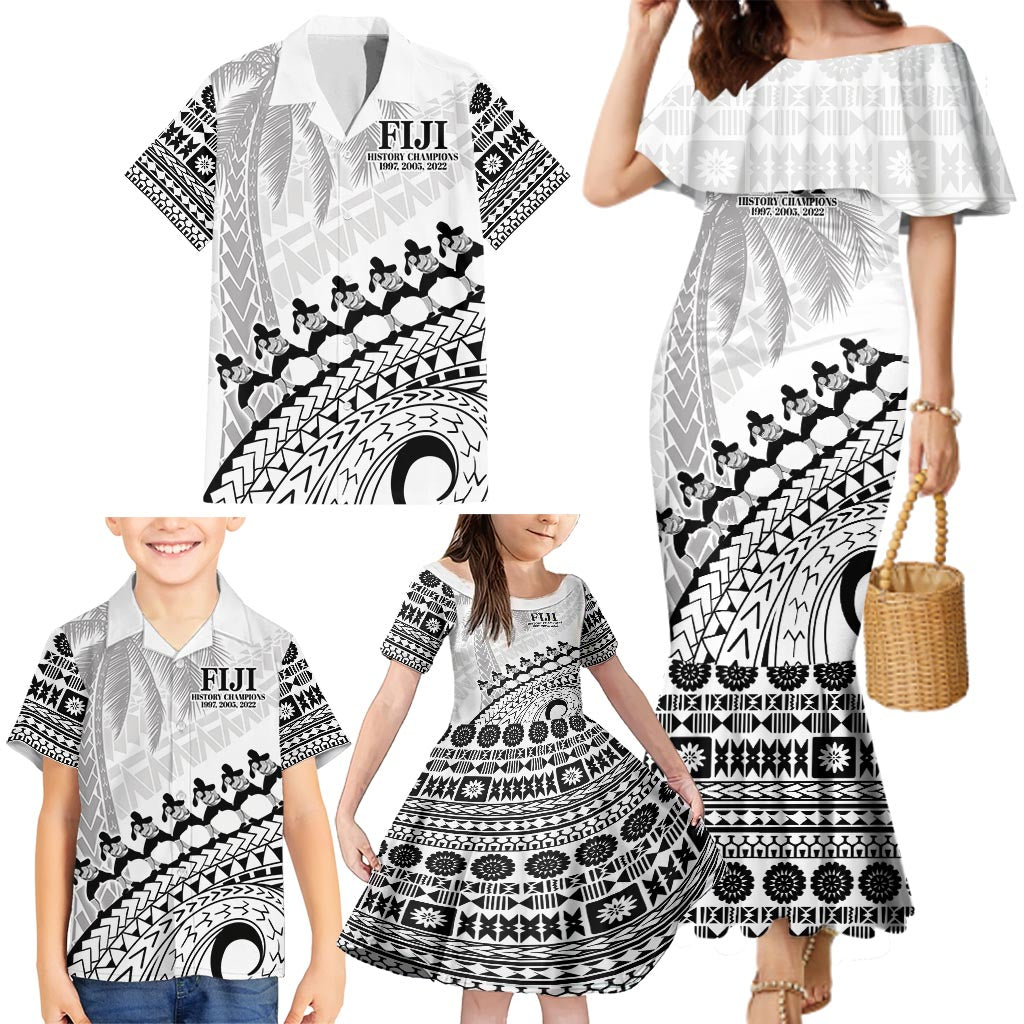 Custom Fiji Rugby Cibi Dance Family Matching Mermaid Dress and Hawaiian Shirt Create History World Cup Sevens