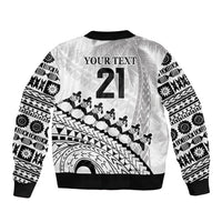 Custom Fiji Rugby Cibi Dance Sleeve Zip Bomber Jacket Create History World Cup Sevens