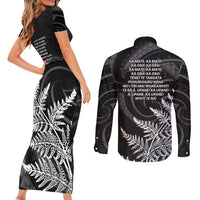 New Zealand Black Fern 7s Couples Matching Short Sleeve Bodycon Dress and Long Sleeve Button Shirt History World Cup Sevens