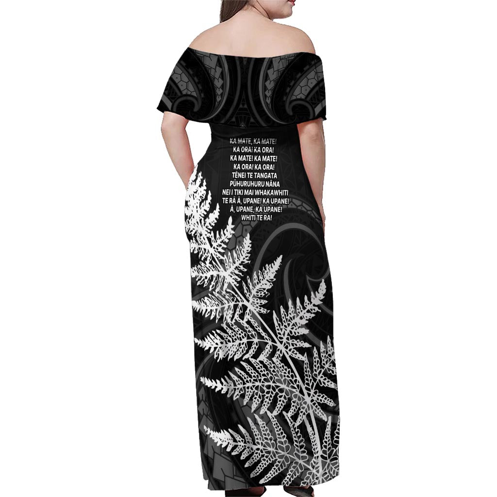 New Zealand Black Fern 7s Family Matching Off Shoulder Maxi Dress and Hawaiian Shirt History World Cup Sevens