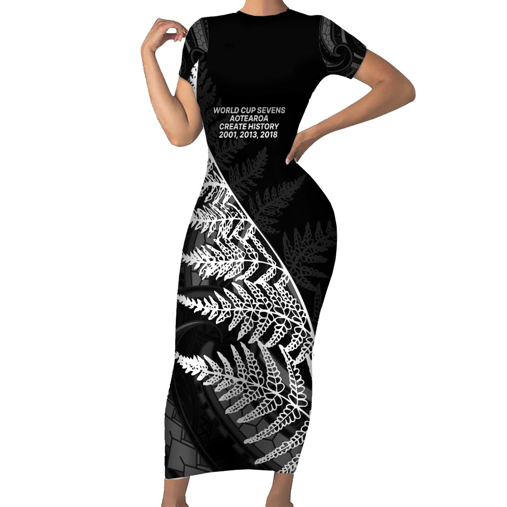 New Zealand Black Fern 7s Short Sleeve Bodycon Dress History World Cup Sevens