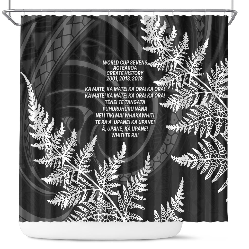 New Zealand Black Fern 7s Shower Curtain History World Cup Sevens LT9 Black - Polynesian Pride