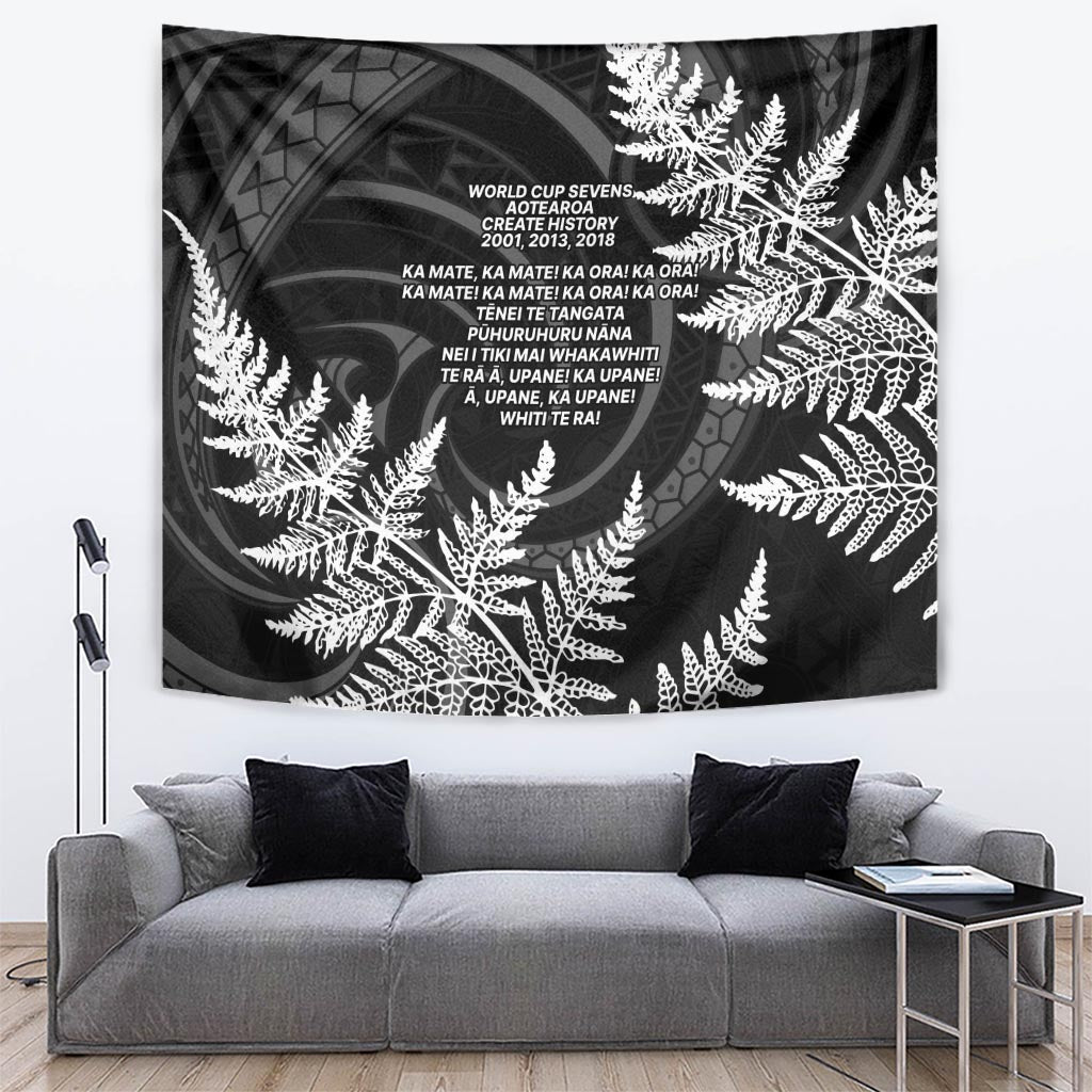 New Zealand Black Fern 7s Tapestry History World Cup Sevens LT9 Black - Polynesian Pride