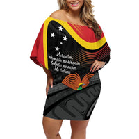 Personalised Papua Niugini Tok Pisin Wik Family Matching Off Shoulder Short Dress and Hawaiian Shirt