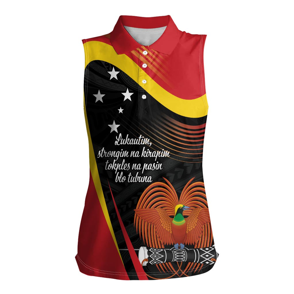 Personalised Papua Niugini Tok Pisin Wik Women Sleeveless Polo Shirt LT9 Female Red - Polynesian Pride