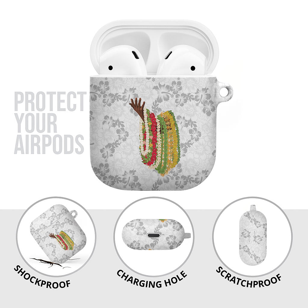 Hawaii Lei Kamehameha AirPods Case Ke'oke'o Seamless Pattern Hibiscus Flower