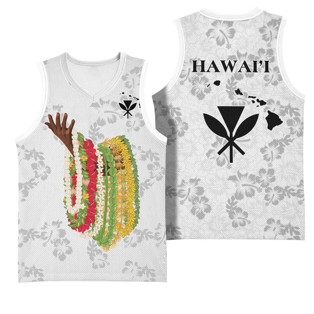 Hawaii Lei Kamehameha Basketball Jersey Ke'oke'o Seamless Pattern Hibiscus Flower