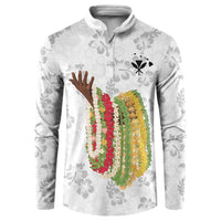 Hawaii Lei Kamehameha Button Sweatshirt Ke'oke'o Seamless Pattern Hibiscus Flower