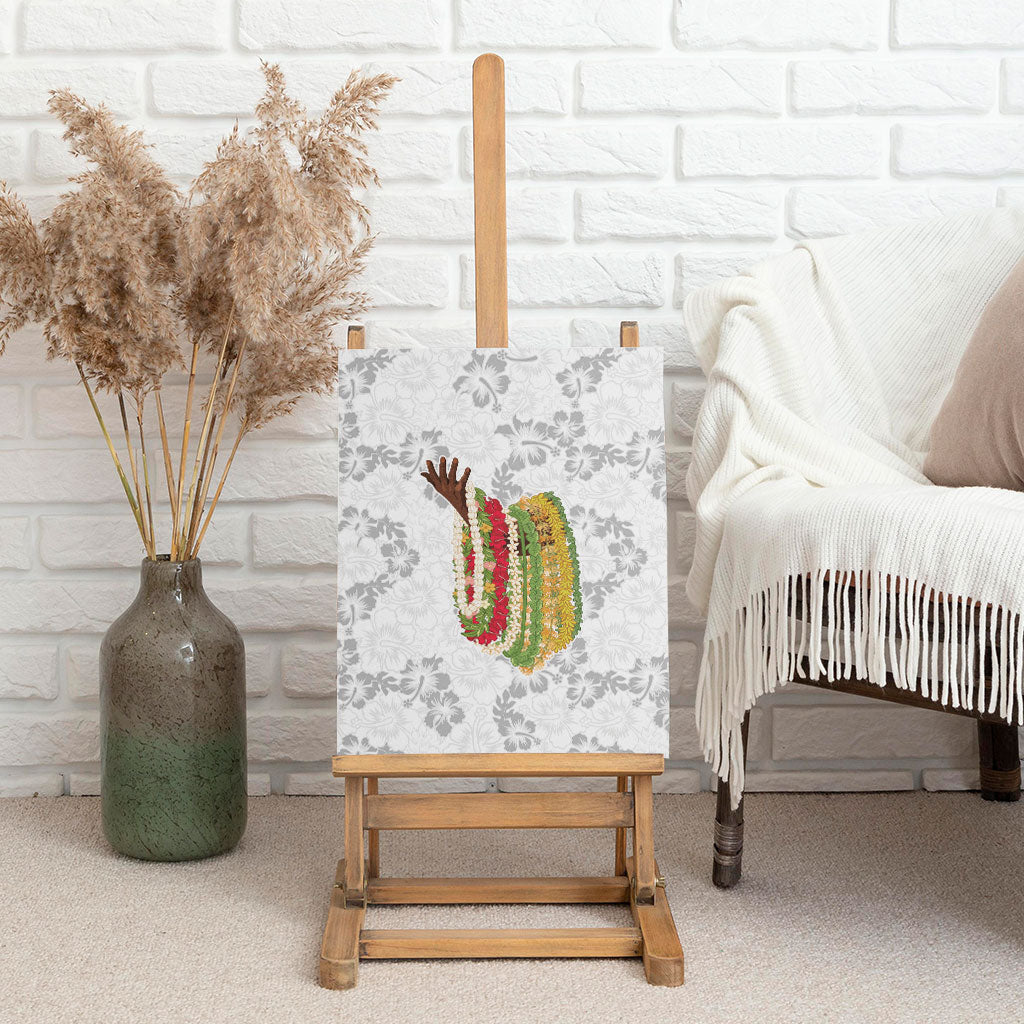 Hawaii Lei Kamehameha Canvas Wall Art Ke'oke'o Seamless Pattern Hibiscus Flower