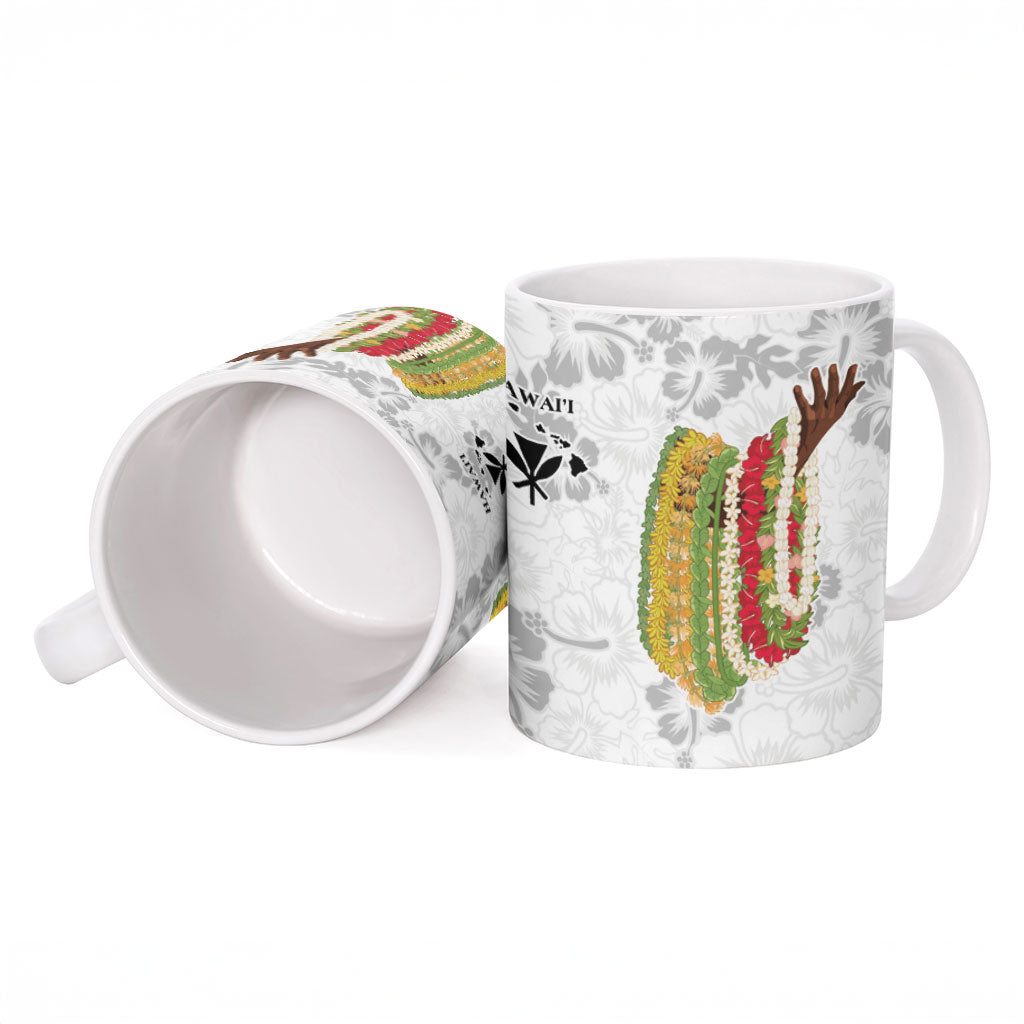 Hawaii Lei Kamehameha Ceramic Mug Ke'oke'o Seamless Pattern Hibiscus Flower