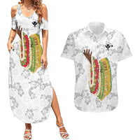 Hawaii Lei Kamehameha Couples Matching Summer Maxi Dress and Hawaiian Shirt Ke'oke'o Seamless Pattern Hibiscus Flower