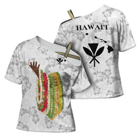 Hawaii Lei Kamehameha Cross Shoulder Shirt Ke'oke'o Seamless Pattern Hibiscus Flower