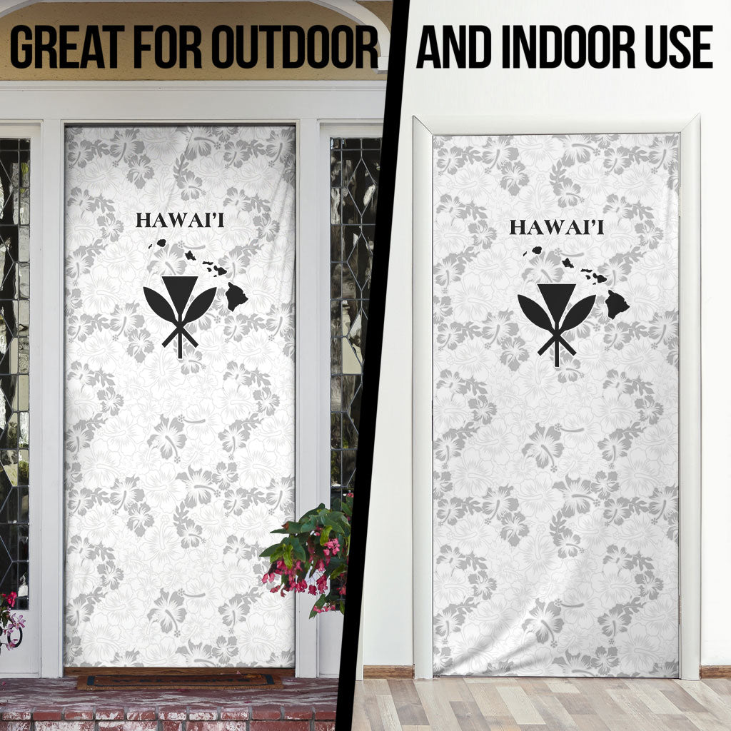 Hawaii Lei Kamehameha Door Cover Ke'oke'o Seamless Pattern Hibiscus Flower