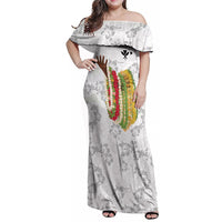 Hawaii Lei Kamehameha Family Matching Off Shoulder Maxi Dress and Hawaiian Shirt Ke'oke'o Seamless Pattern Hibiscus Flower